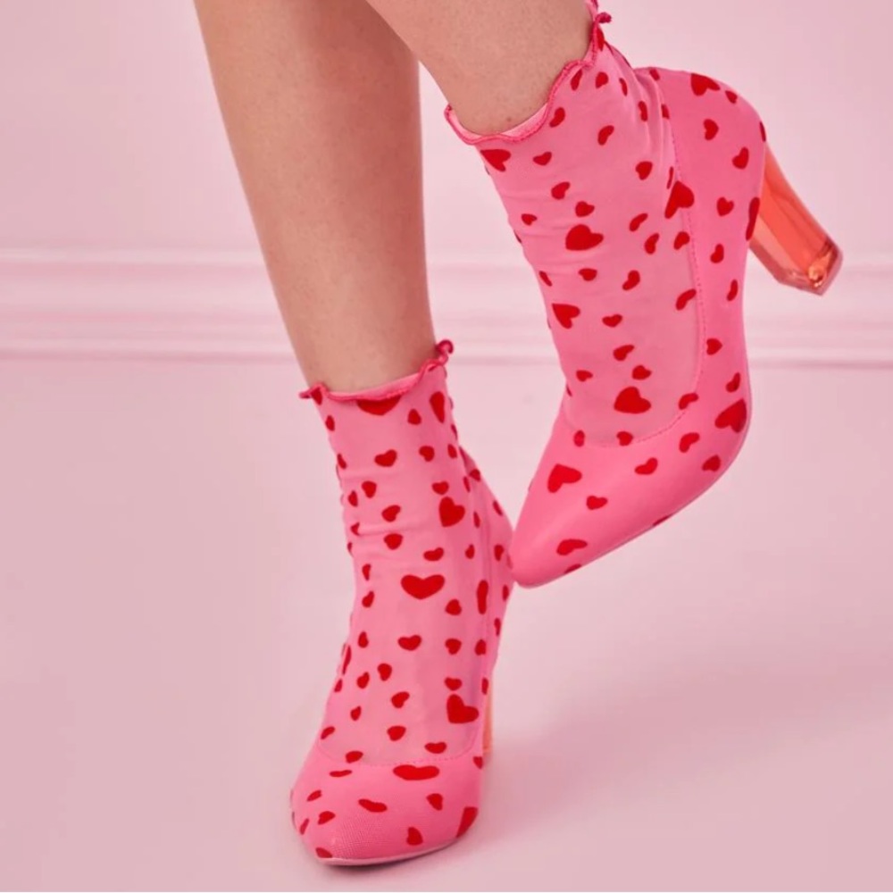New w/ box Heart Mesh Sock Booties